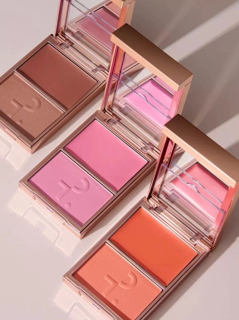 Brand Two-tone Natural Matte Cream Blush Shimmer Contour Blusher Blush Powder Longlasting Waterproof Face Blusher Cosmetics