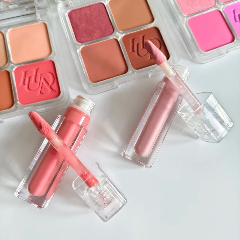 Hot Sales 4 Color Blush Filter Blushlighters Palette Matte Pressed Setting Powder Mirror Moisturizing Lip Gloss Makeup Products