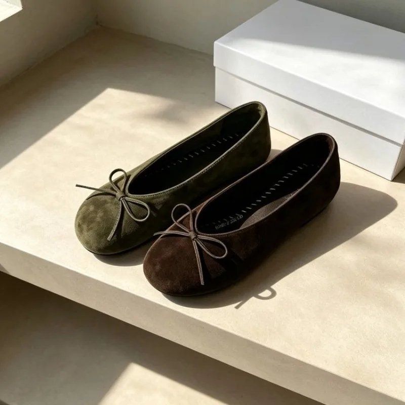 Autumn New Style Retro Round-Toe Low-Cut Ballet Flats for Ladies Flat