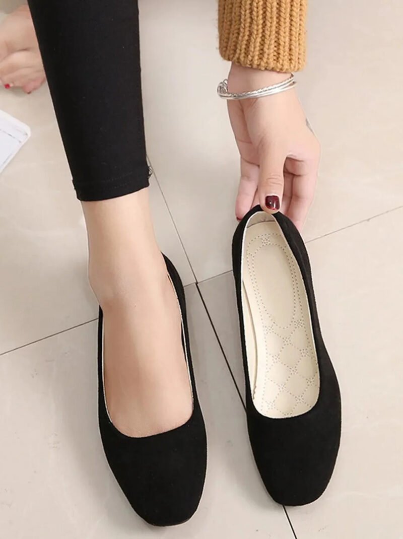 Women Suede Loafers Flat Heel Shallow Female Shoes Spring Summer Square Toe Basic Concise Women Pumps Size 36-43
